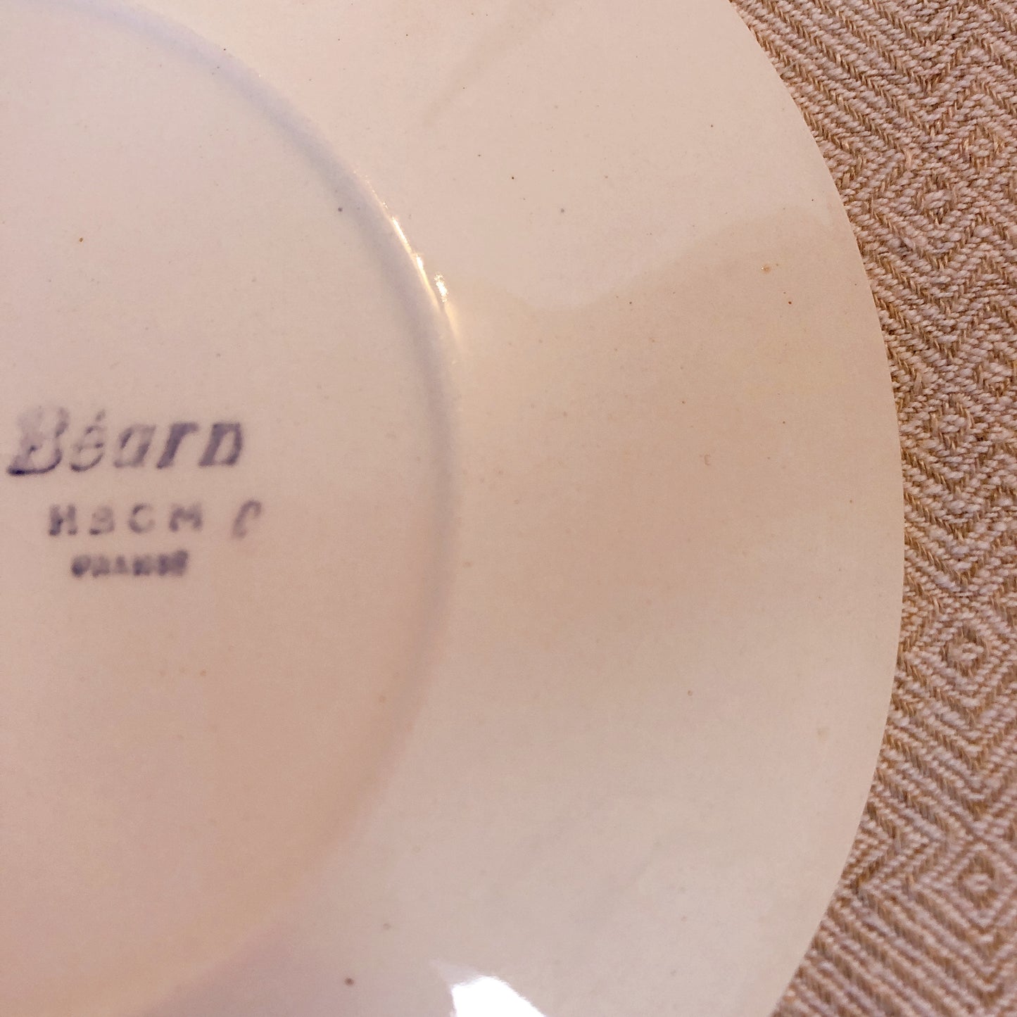 クレイユモントロー HBCM Béarn バスク柄カップ&ソーサー「イエローxブルー」 A フランスアンティーク食器 ブロカント バスク柄アンティーク