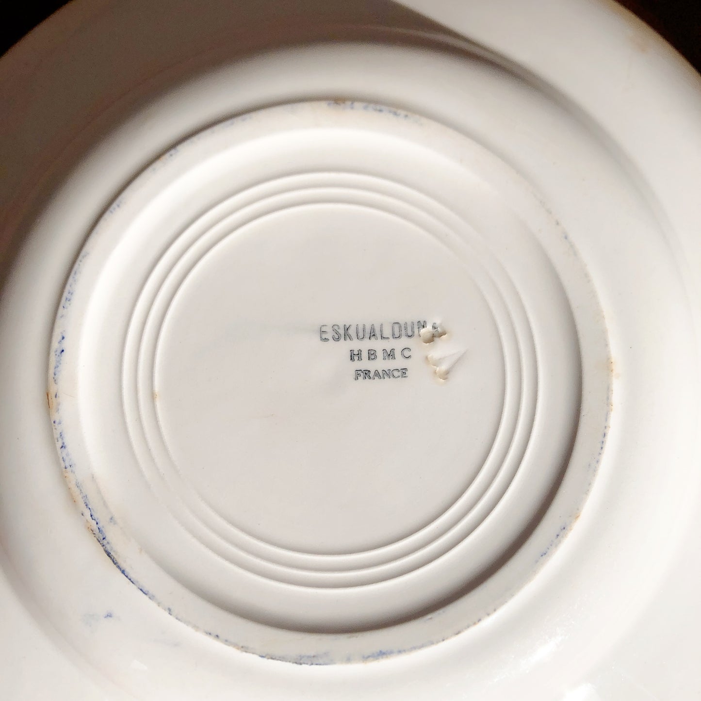 クレイユエモントロー HBCM ベアン ESKUALDUNA バスク柄スーププレート/深皿 A フランスアンティーク食器 バスク柄アンティーク ブロカント 蚤の市