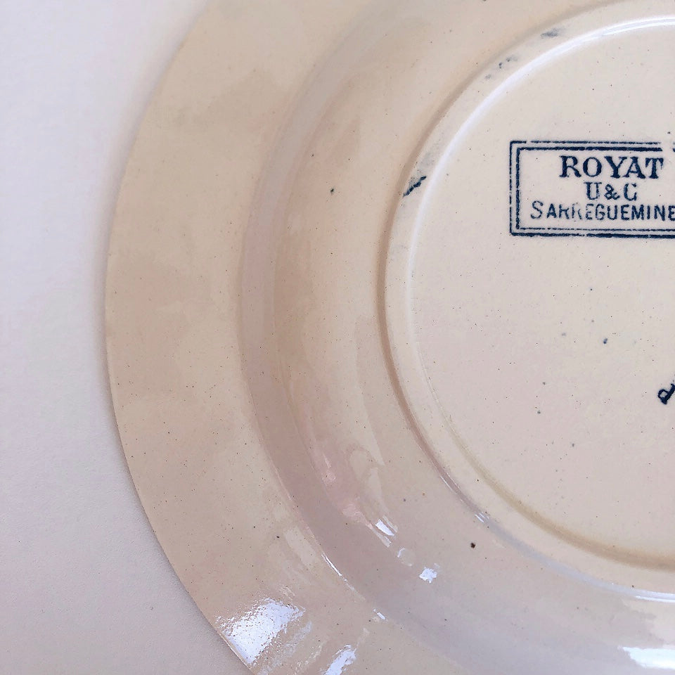 フランスアンティーク U&Cサルグミンヌ スーププレート 深皿 ”ROYAT” ロワイヤ a フランスアンティーク食器 ブロカント 蚤の市