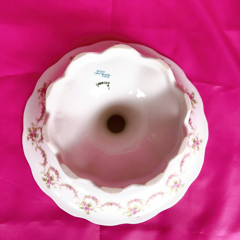 フランスアンティーク リモージュ コンポティエ コンポ―ト皿 ピンク花柄 アンティーク食器 フランスブロカント・蚤の市