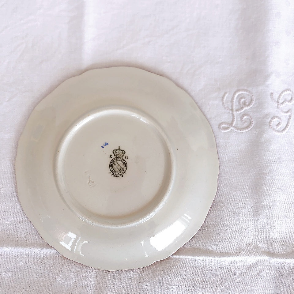 リュネヴィル " Réverbère"シリーズ ソーサー 小皿 デザート皿 3点セット A フランスアンティーク食器 蚤の市 ブロカント