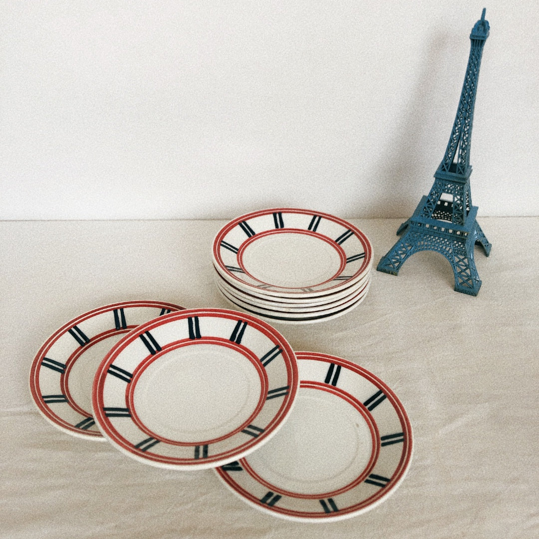 Moulin des Loups ムーランデルー ソーサー デザートプレート バスク柄 フランスアンティーク食器 ブロカント 蚤の市