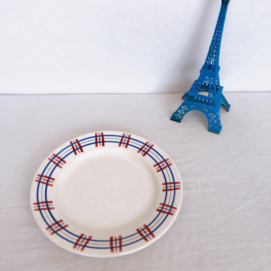 サルグミンヌ sarreguemines 『POITOU』バスク柄 プレート 平皿 C フランスアンティーク食器 フランス蚤の市・ブロカント