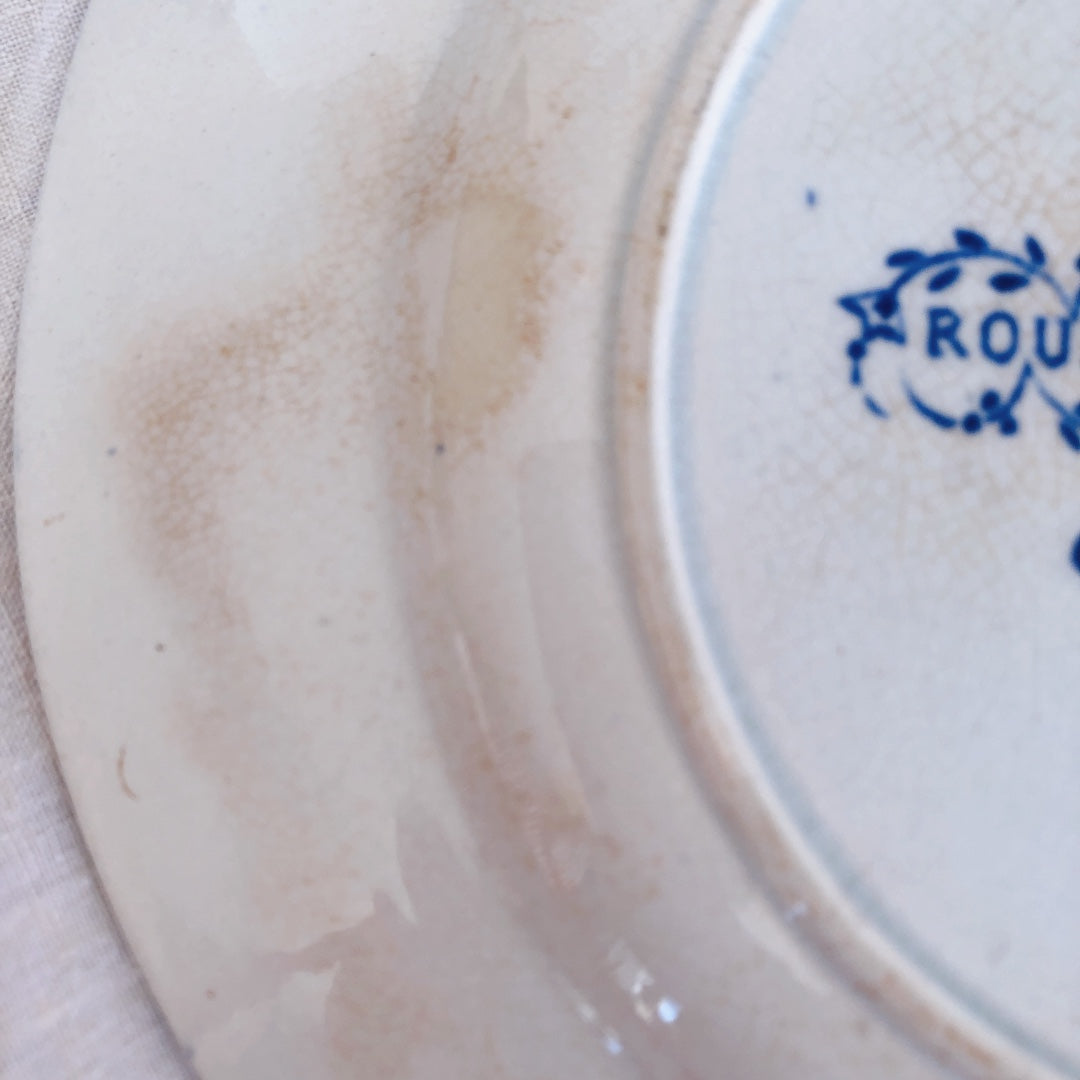 ヴィエイヤーボルドー «Rouen»モデル デザートプレート/平皿 フランスアンティーク食器 ブロカント 蚤の市