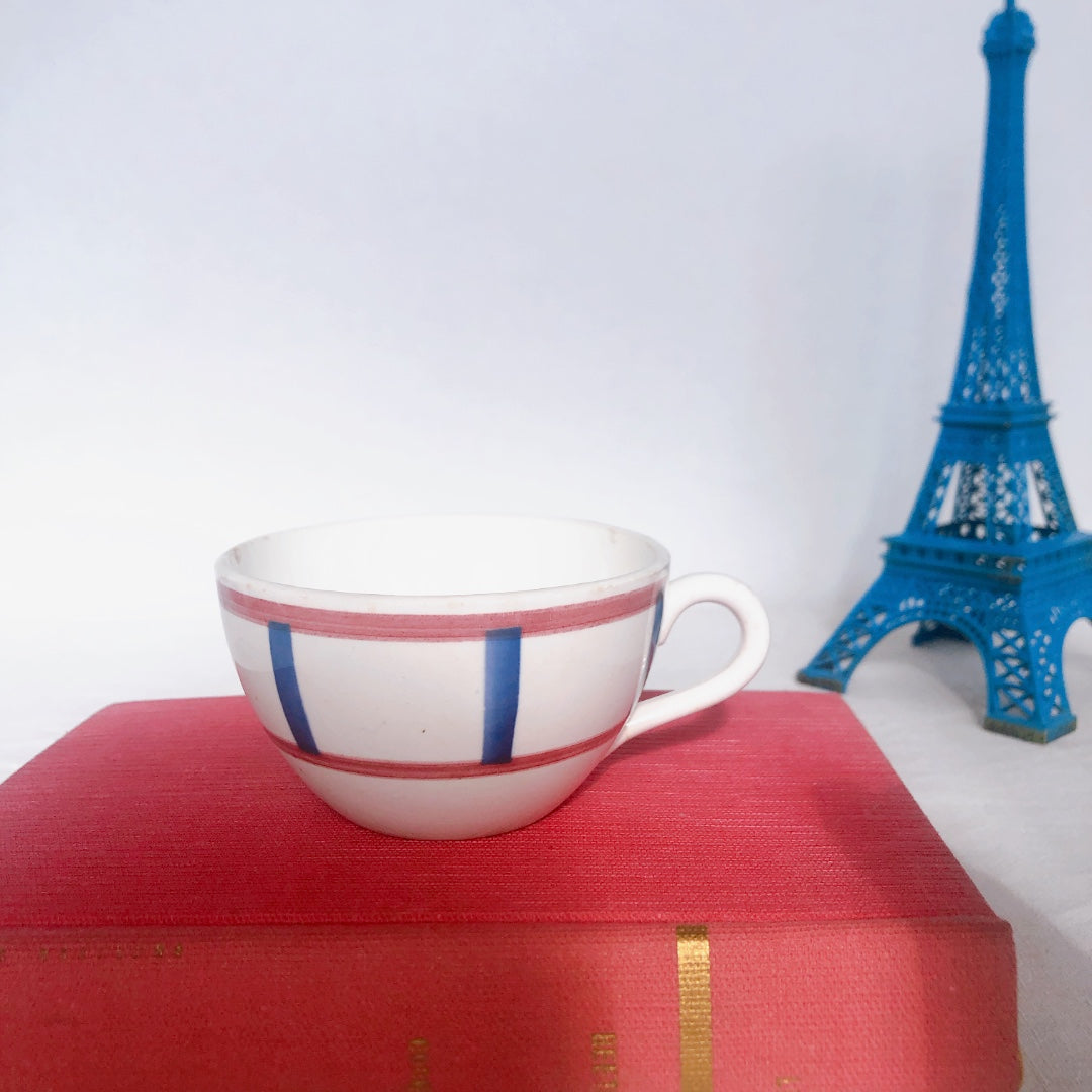 ディゴワンサルグミンヌ バスク柄 コーヒーカップ 『ルージュ・マリン』 フランスアンティーク食器 フランス蚤の市・ブロカント バスク柄食器