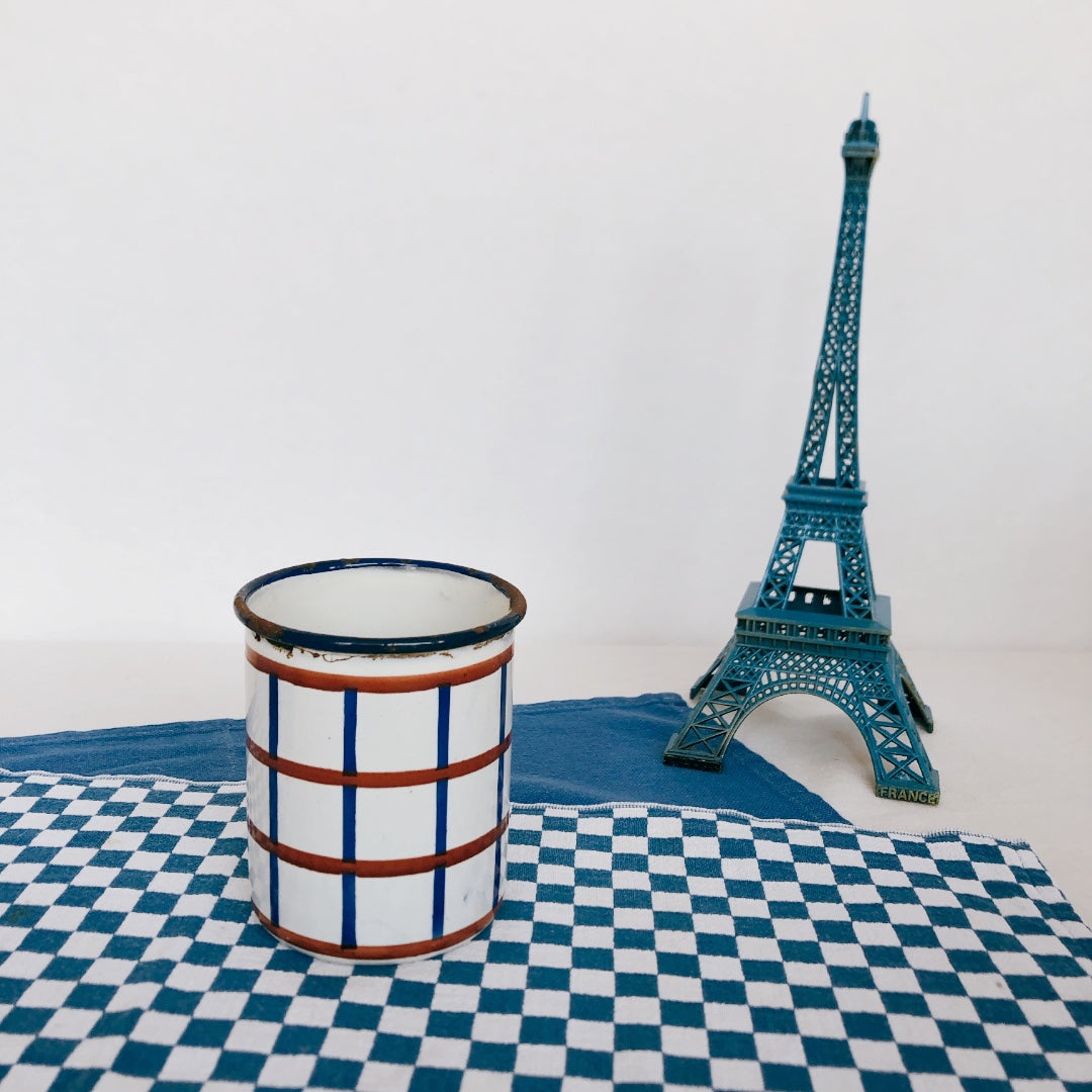 フランスアンティーク・ヴィンテージ バスク柄 ホーロー製キャニスター F フランスアンティーク/ビンテージ雑貨 ブロカント 蚤の市