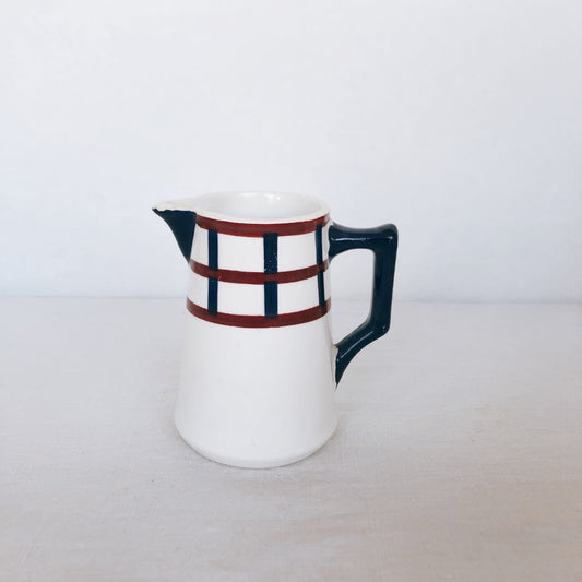 クレイユエモントロー HBCM Béarn バスク柄 ピシェ ミルクポット 240ML「ルージュ・マリン」フランスアンティーク食器 ブロカント