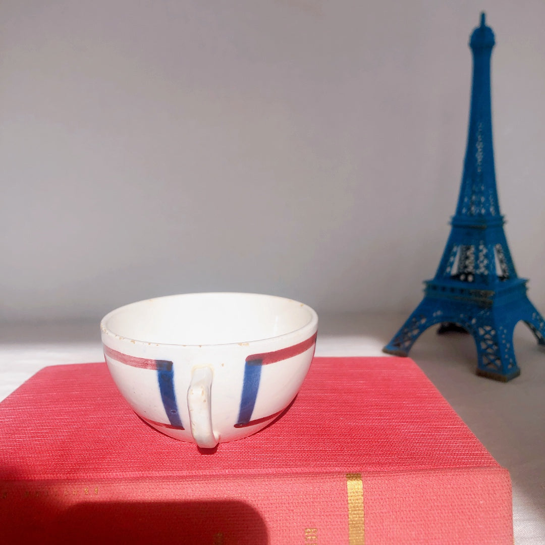 ディゴワンサルグミンヌ バスク柄 コーヒーカップ 『ルージュ・マリン』A フランスアンティーク食器 フランス蚤の市・ブロカント バスク柄食器