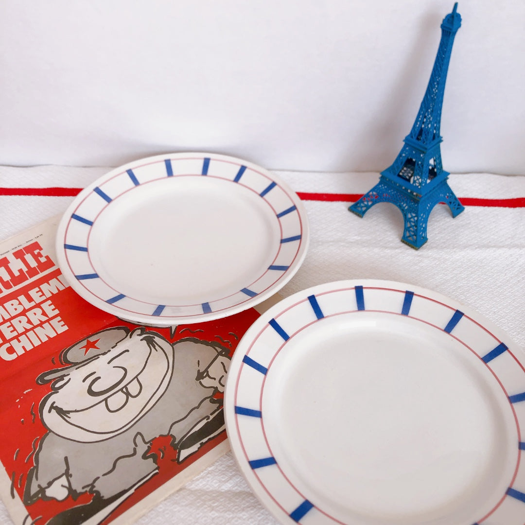 ムーランデルー Moulin des Loups バスク柄 大皿 ラウンドプレート27㎝ A フランスアンティーク食器 ブロカント 蚤の市