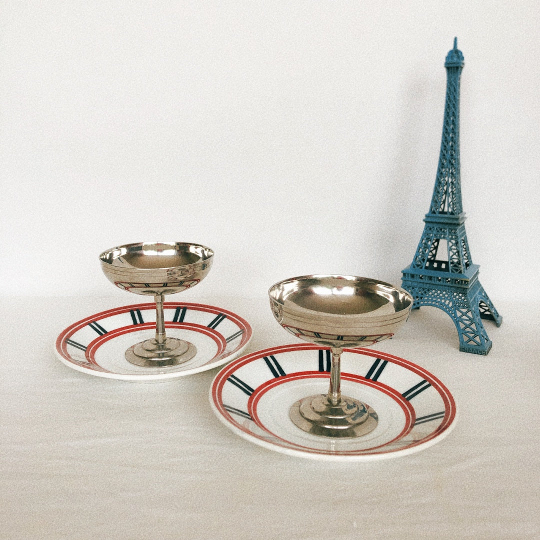 Moulin des Loups ムーランデルー ソーサー デザートプレート バスク柄 フランスアンティーク食器 ブロカント 蚤の市
