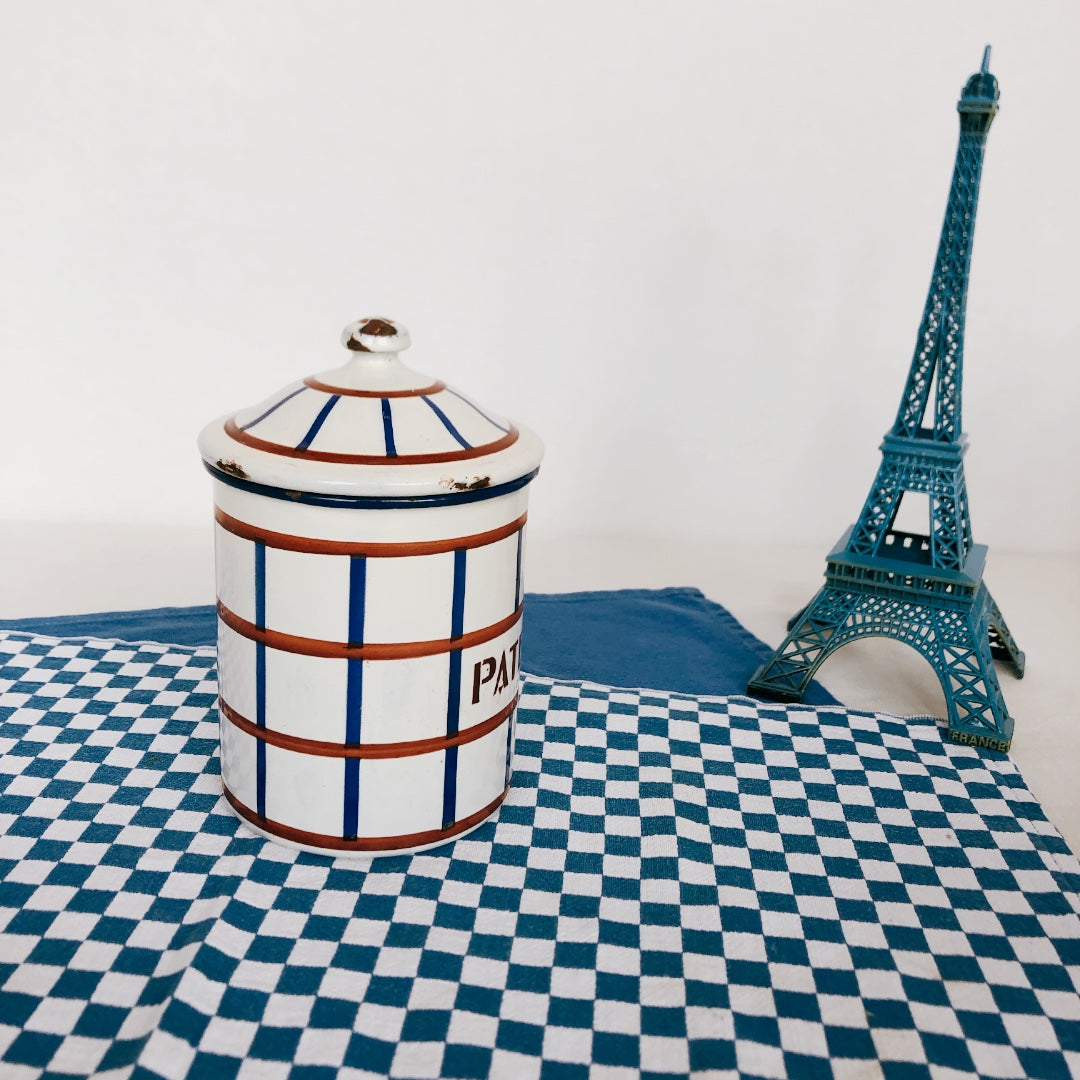 フランスアンティーク・ヴィンテージ バスク柄 ホーロー製キャニスター D フランスアンティーク/ビンテージ雑貨 ブロカント 蚤の市