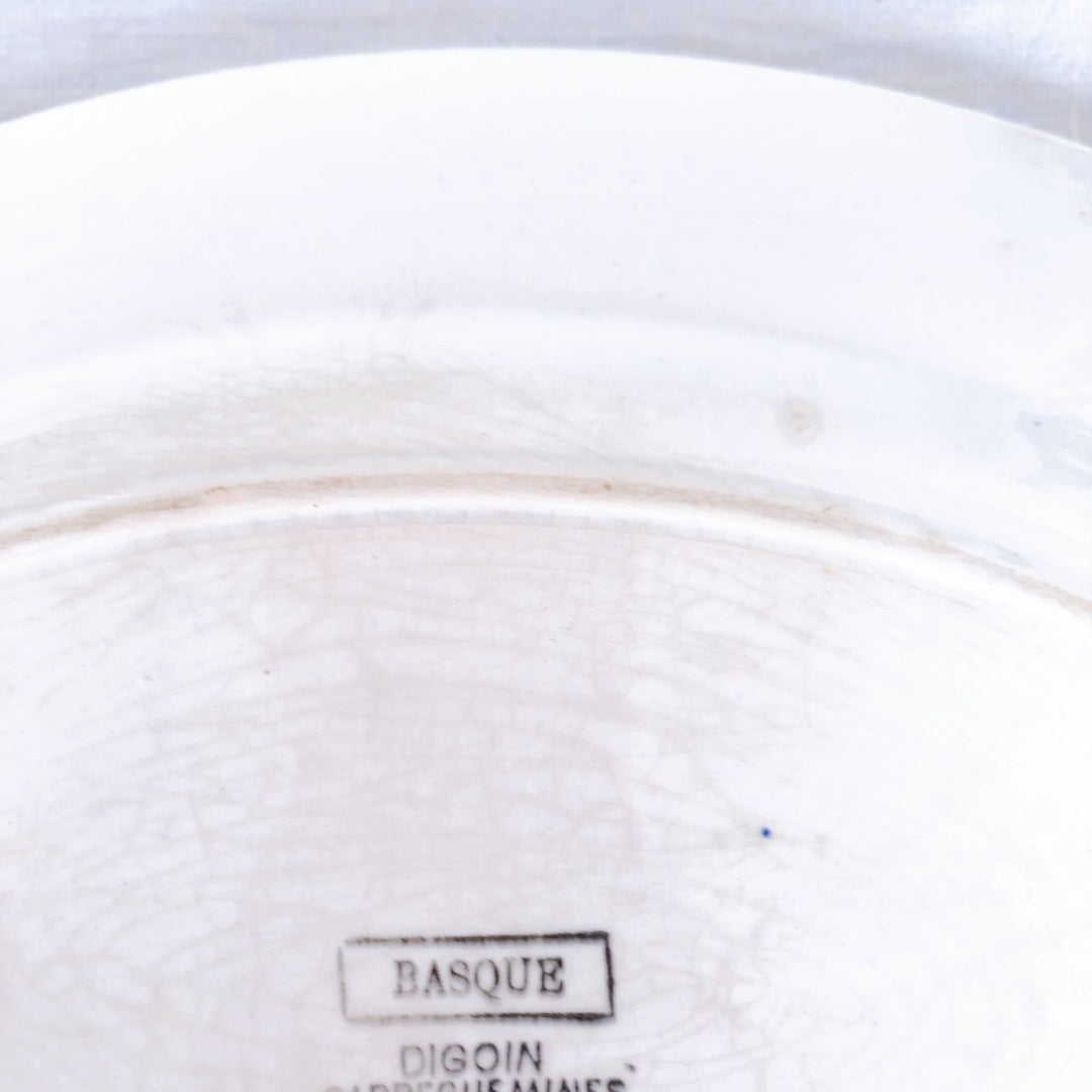 ディゴワンサルグミンヌ 『BASQUE』バスク柄 オーバル皿 楕円形大皿フランスアンティーク食器 フランス蚤の ブロカント バスクアンティーク