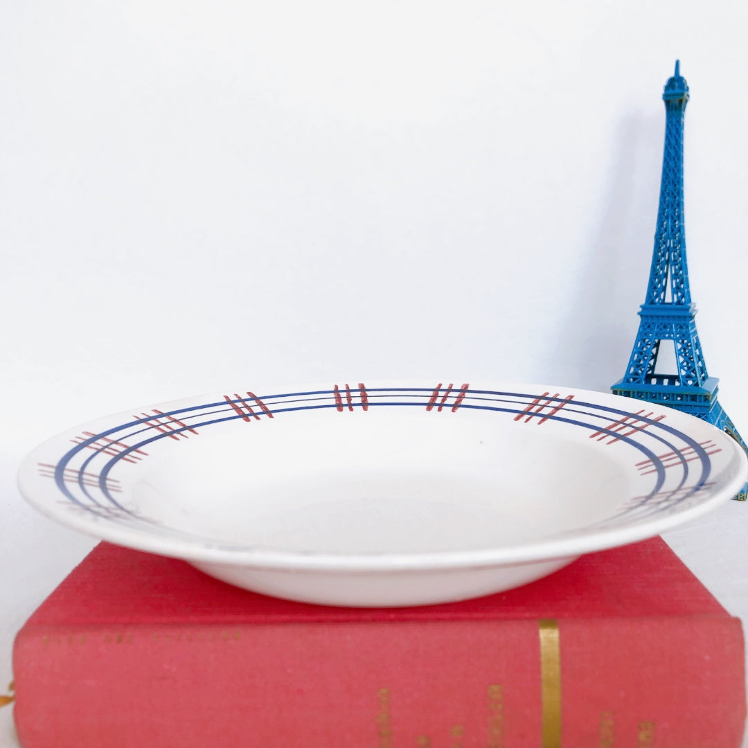ディゴワンサルグミンヌ Digoin&Sarreguemines 『POITOU』バスク柄 スーププレート 深皿 A フランスアンティーク食器 フランス蚤の市・ブロカント