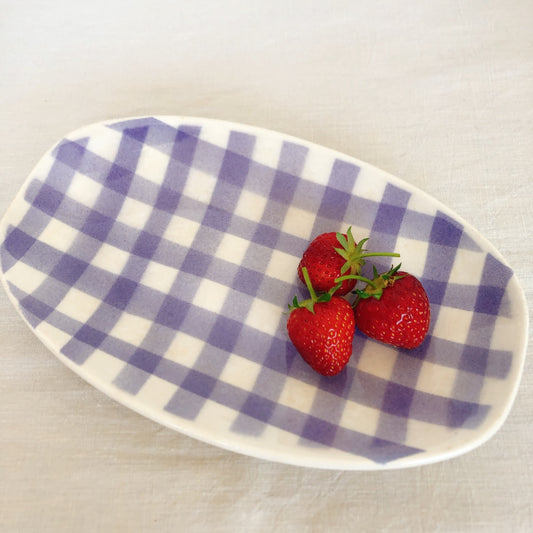 ご予約 Longchamp ロンシャン ラヴィエ ムラサキチェック フランスアンティーク食器 蚤の市 ブロカント