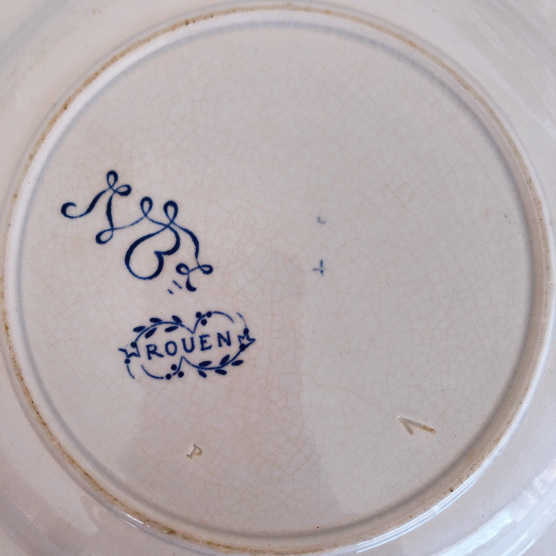 ヴィエイヤーボルドー «Rouen»モデル スーププレート/深皿 フランスアンティーク食器 ブロカント 蚤の市