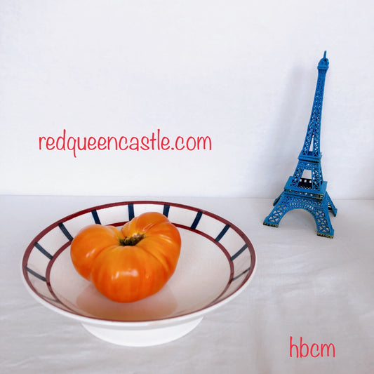 フランスアンティーク HBCM Béarn クレイユモントロー バスク柄 コンポート皿 コンポティエ ケーキスタンド「レッドxブルー」フランスアンティーク食器 ブロカント 蚤の