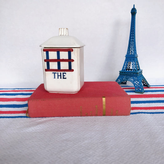 フランスアンティーク HBCM Béarn クレイユエモントロー バスク柄 陶器キャニスター「ルージュ・マリン」