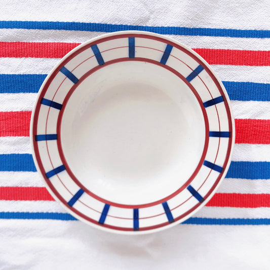 ディゴワンサルグミンヌ バスク柄 深皿/スーププレート FANDANGO『ルージュ・マリン』F フランスアンティーク食器 フランス 蚤の市