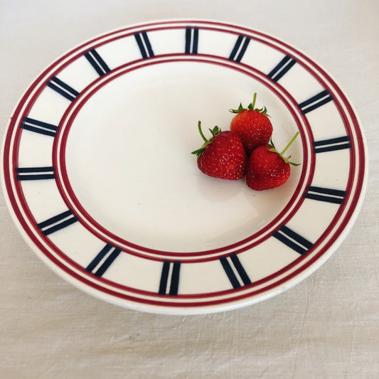 『ご予約 』ムーランデルー コンポティエ/ケーキスタンド バスク柄 「レッドxブルー」他2点セットフランスアンティーク食器 ブロカント 蚤の市