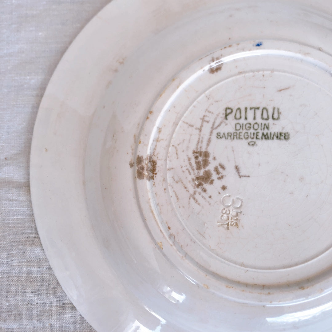 ディゴワンサルグミンヌ Digoin&Sarreguemines 『POITOU』バスク柄 スーププレート 深皿 A フランスアンティーク食器 フランス蚤の市・ブロカント