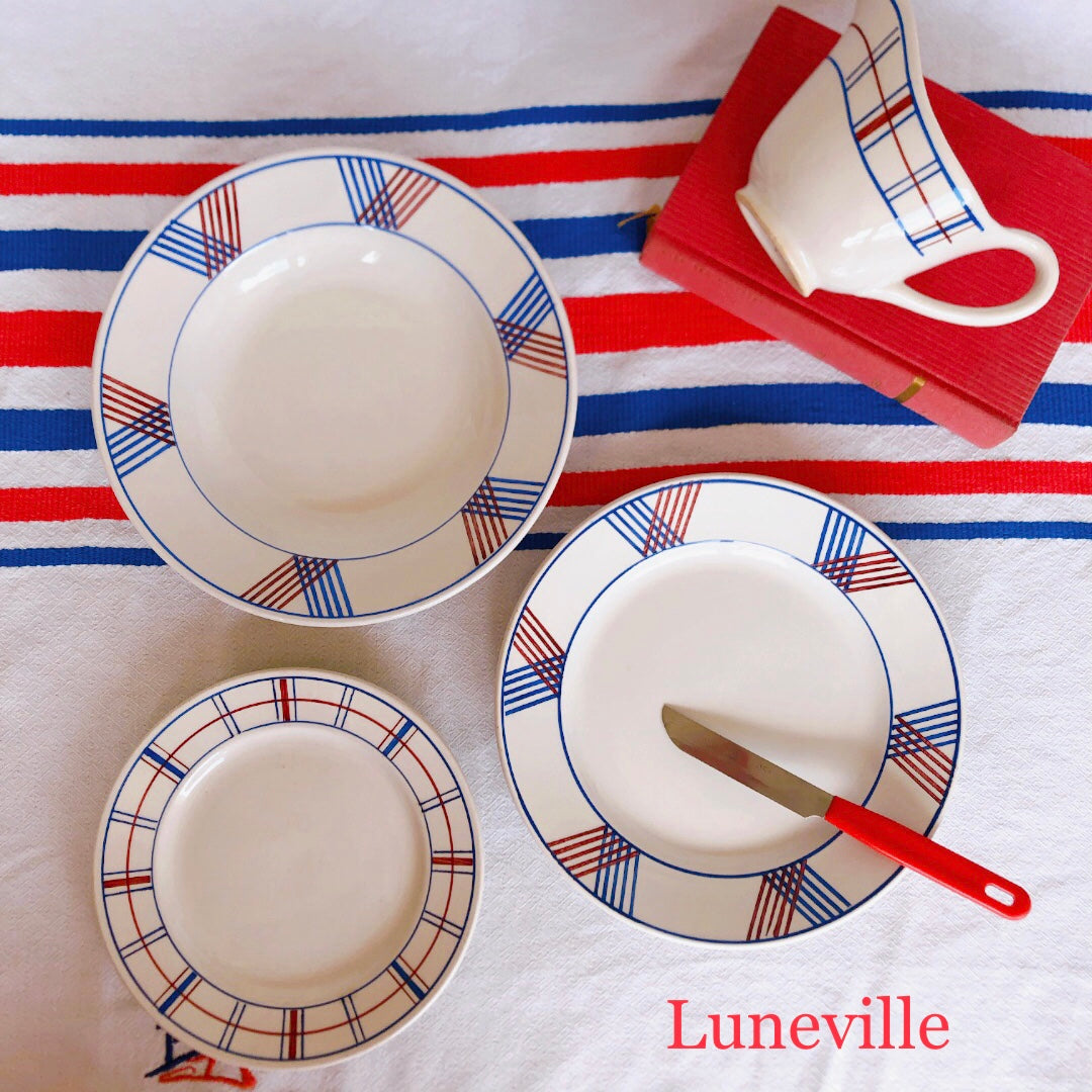リュネヴィル K&G LUNEVILLE " MAITE"シリーズ スーププレート 深皿 D フランスアンティーク食器 蚤の市 ブロカント