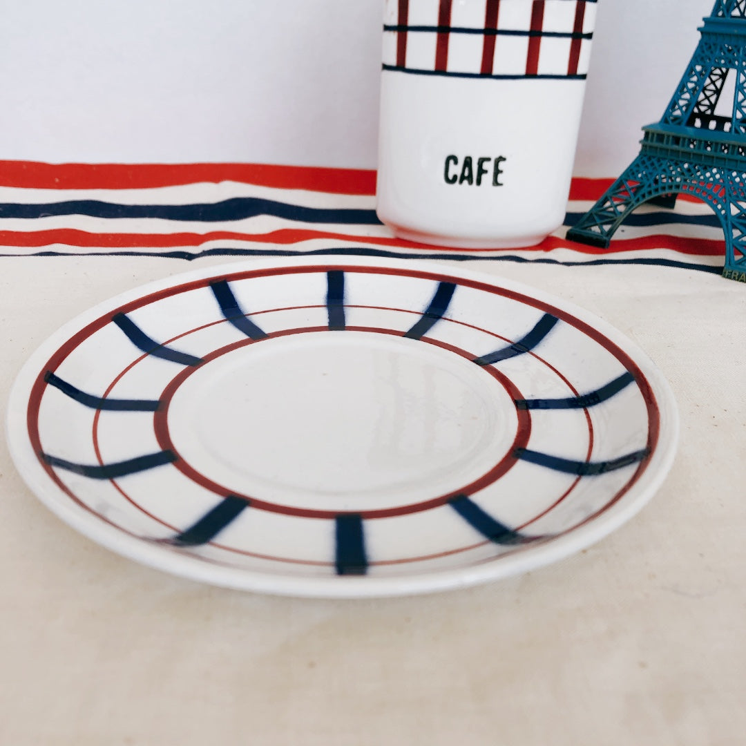 ディゴワンサルグミンヌ バスク柄 ソーサー/プレート FANDANGO『ルージュ・マリン』フランスアンティーク食器 フランス 蚤の市