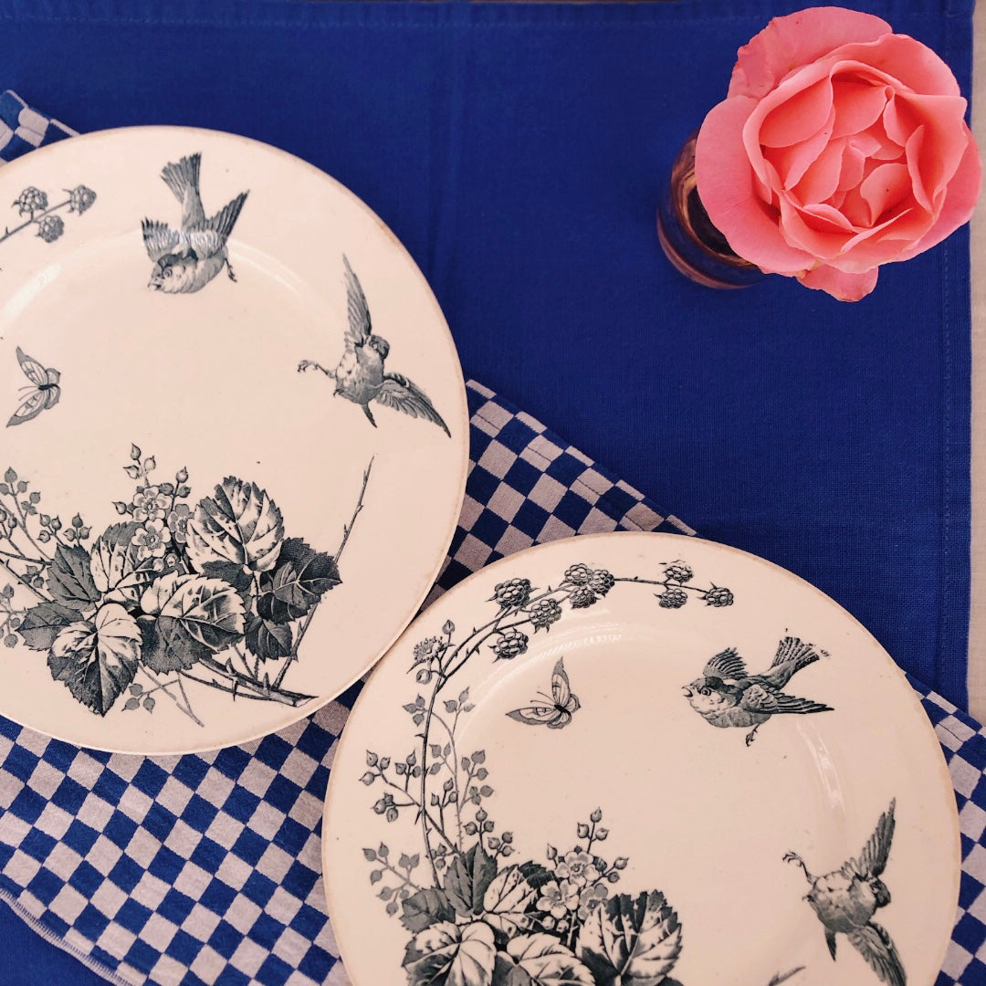 フランスアンティーク K&G Luneville リュネヴィル 『RONCE/ロンス』木苺&鳥 Bフランスアンティーク食器 ブロカント 蚤の市