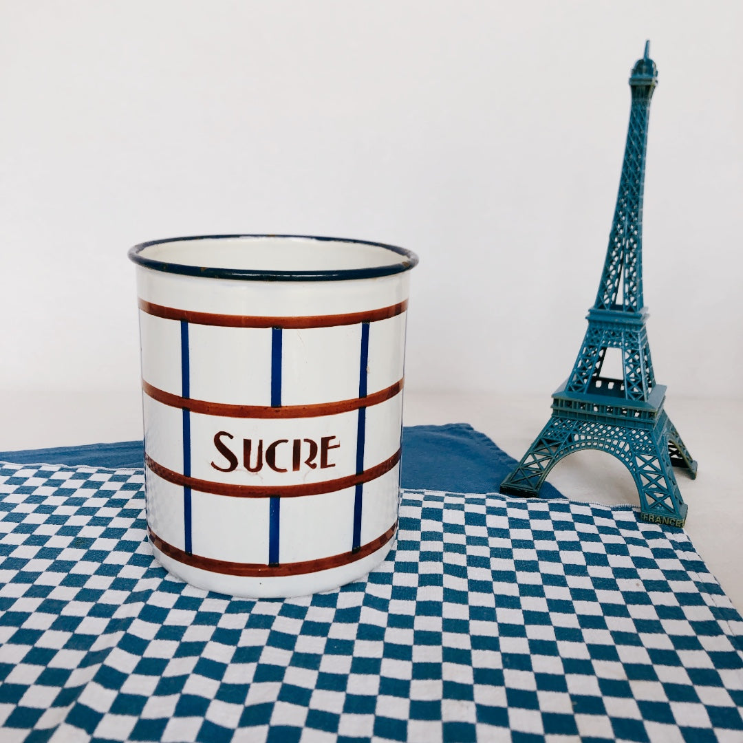 フランスアンティーク・ヴィンテージ バスク柄 ホーロー製キャニスター A フランスアンティーク/ビンテージ雑貨 ブロカント 蚤の市