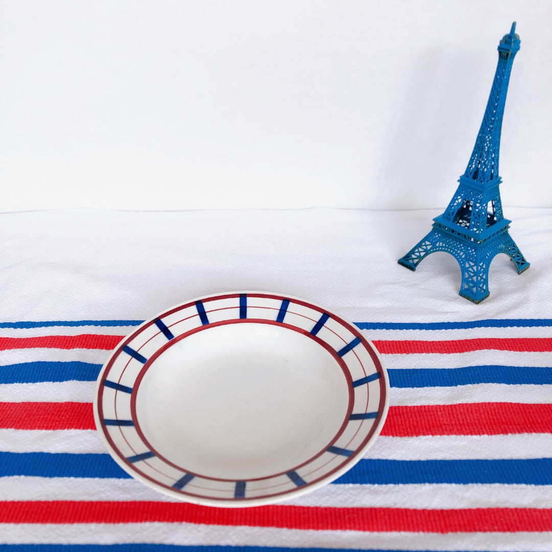ディゴワンサルグミンヌ バスク柄 深皿/スーププレート FANDANGO『ルージュ・マリン』F フランスアンティーク食器 フランス 蚤の市