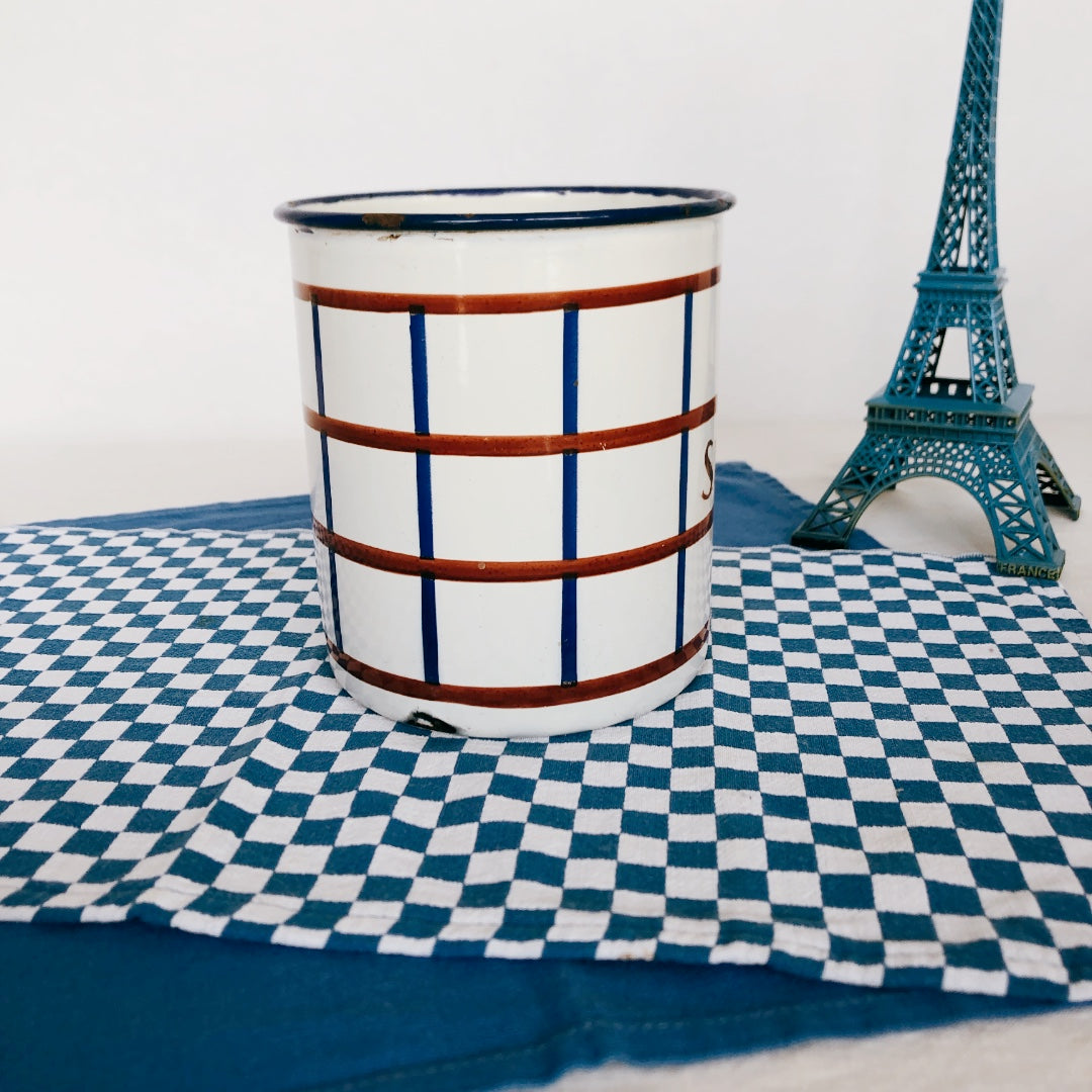 フランスアンティーク・ヴィンテージ バスク柄 ホーロー製キャニスター A フランスアンティーク/ビンテージ雑貨 ブロカント 蚤の市
