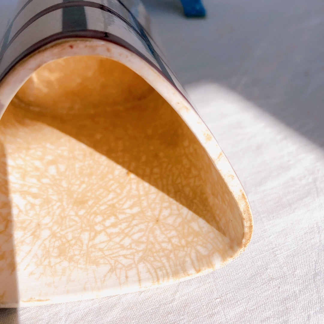 フランスアンティーク HBCM Béarn クレイユモントロー バスク柄 キャニスター「レッドxブルー」フランスアンティーク食器 ブロカント 蚤の市