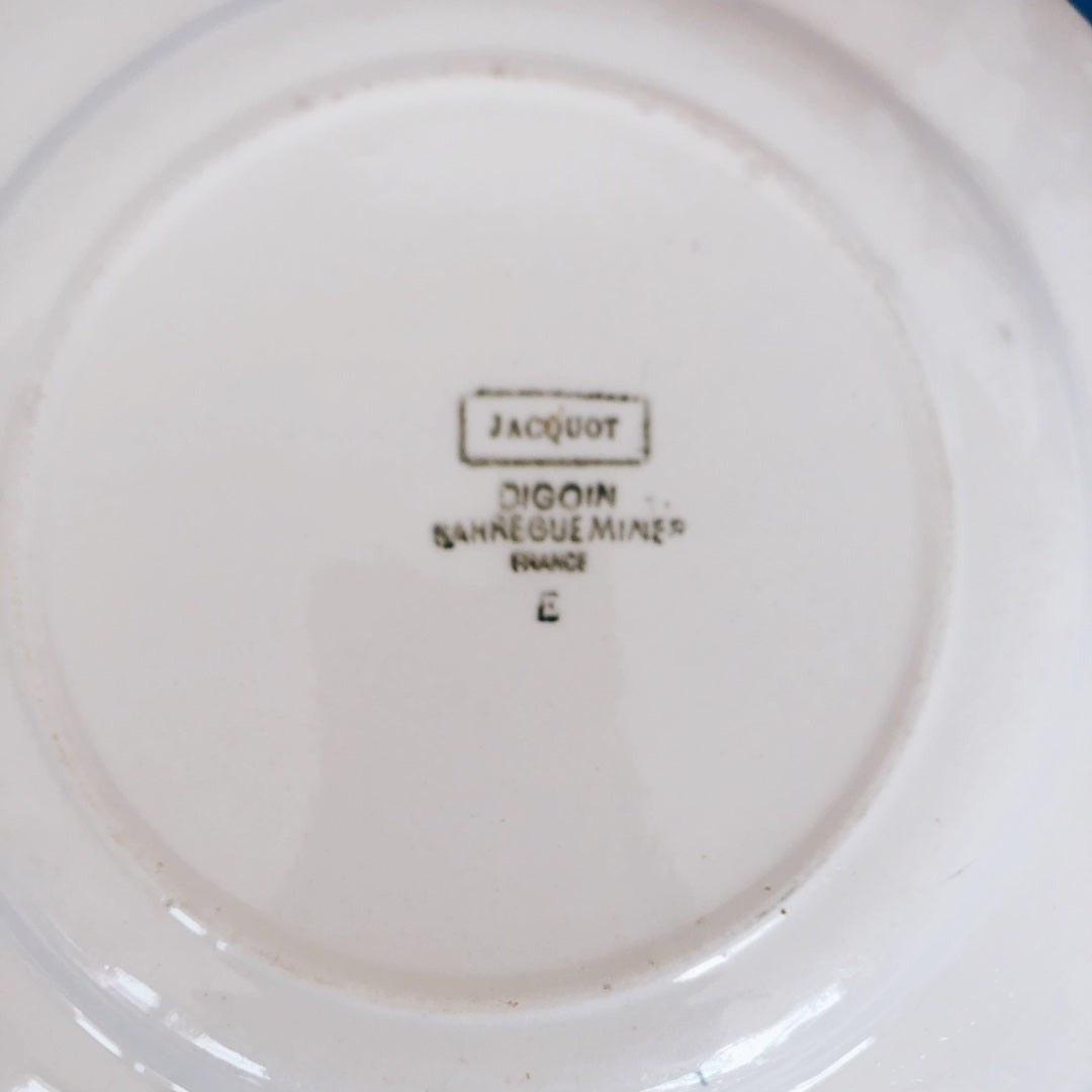 ディゴワンサルグミンヌ Digoin&sarregumines 平皿 ”JACQUOT” ブルー A フランスアンティーク食器 ブロカント 蚤の市
