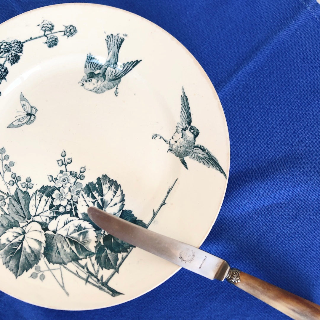 フランスアンティーク K&G Luneville リュネヴィル 『RONCE/ロンス』木苺&鳥 Bフランスアンティーク食器 ブロカント 蚤の市