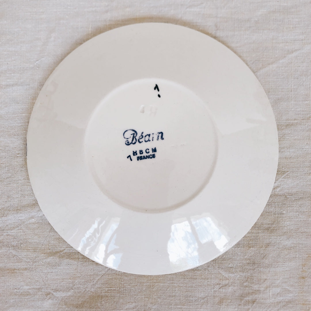 ご予約 クレイユモントロー HBCM Béarn バスク柄 カップ&ソーサー「イエローxブルー」B フランスアンティーク・食器・皿・プレート ブロカント