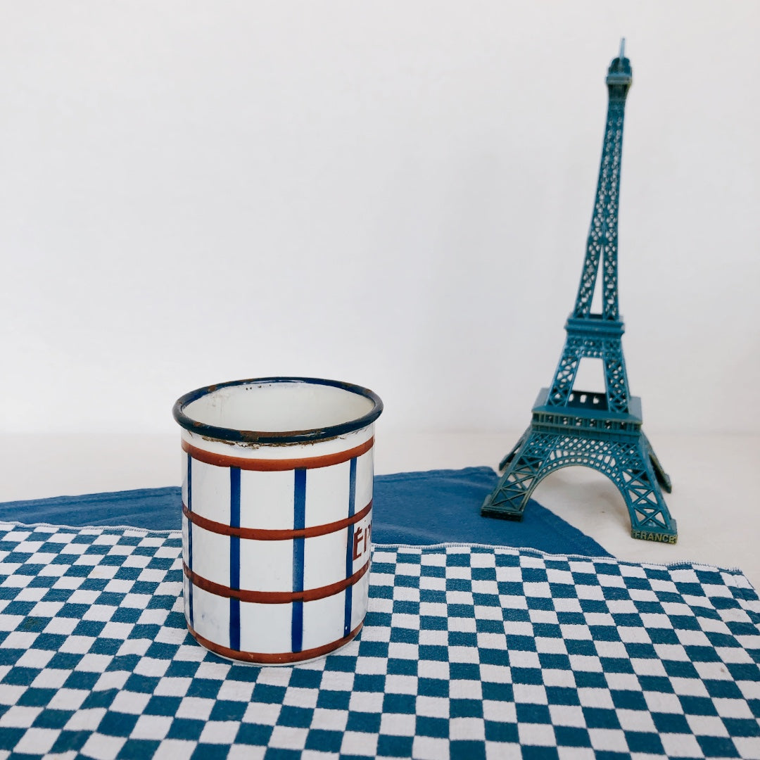 フランスアンティーク・ヴィンテージ バスク柄 ホーロー製キャニスター F フランスアンティーク/ビンテージ雑貨 ブロカント 蚤の市
