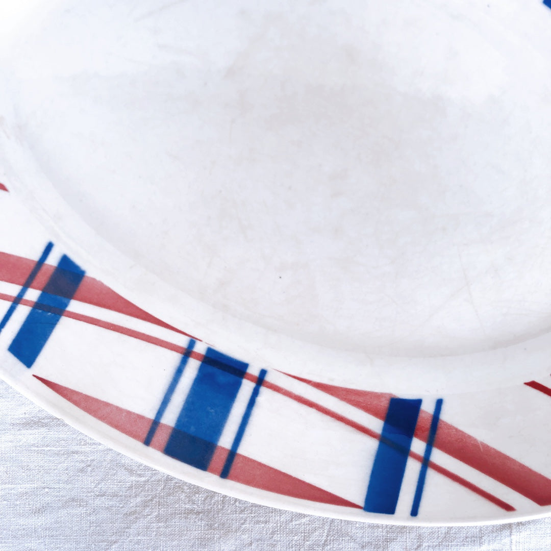 ディゴワンサルグミンヌ 『BASQUE』バスク柄 オーバル皿 楕円形大皿フランスアンティーク食器 フランス蚤の ブロカント バスクアンティーク