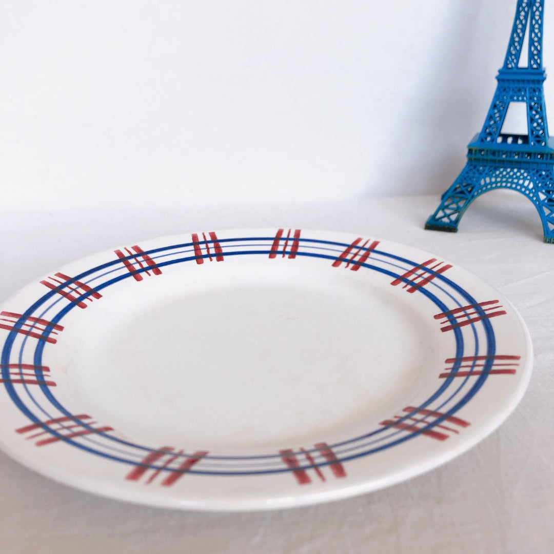 サルグミンヌ sarreguemines 『POITOU』バスク柄 プレート 平皿 B フランスアンティーク食器 フランス蚤の市・ブロカント メディア (19個中1個)