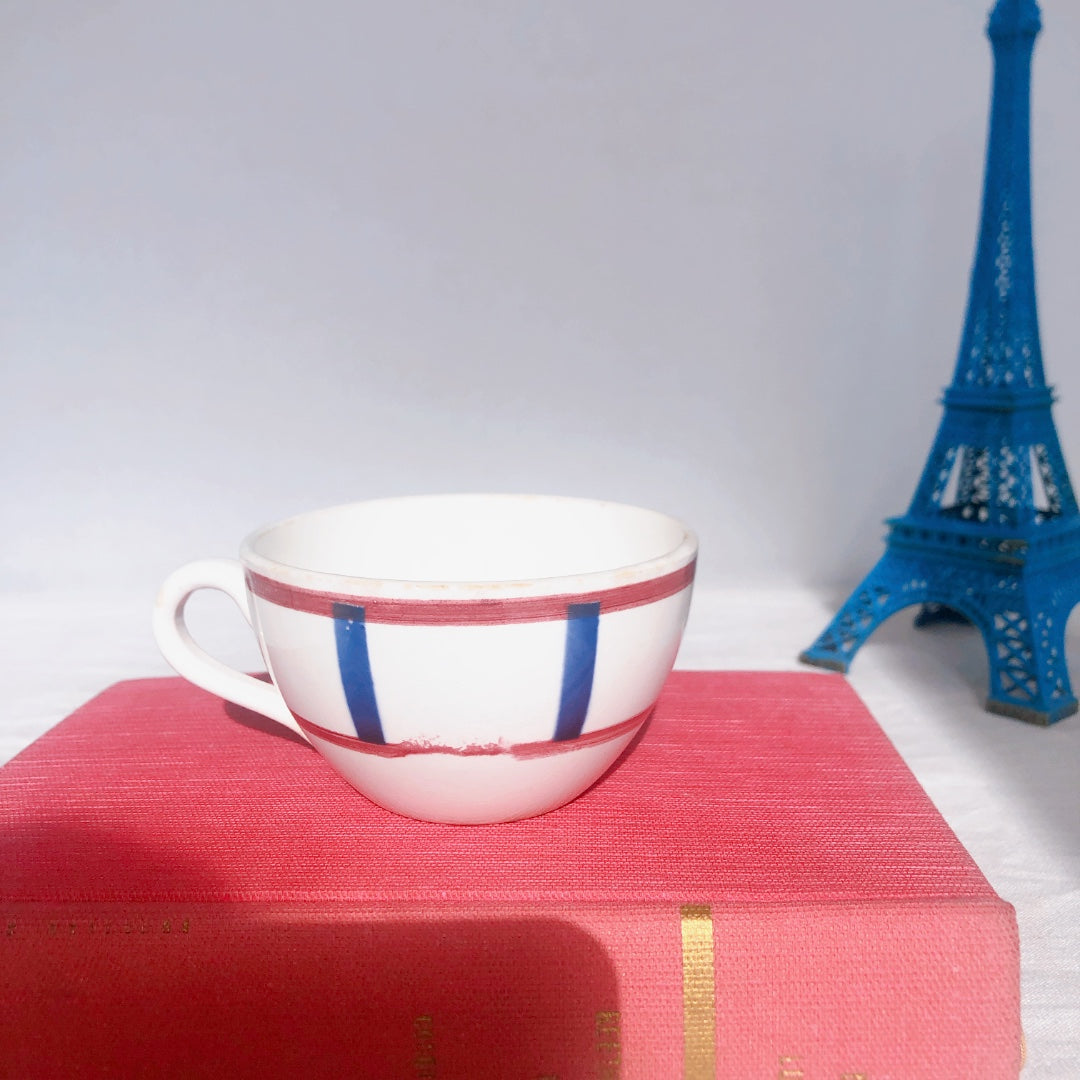 ディゴワンサルグミンヌ バスク柄 コーヒーカップ 『ルージュ・マリン』 フランスアンティーク食器 フランス蚤の市・ブロカント バスク柄食器