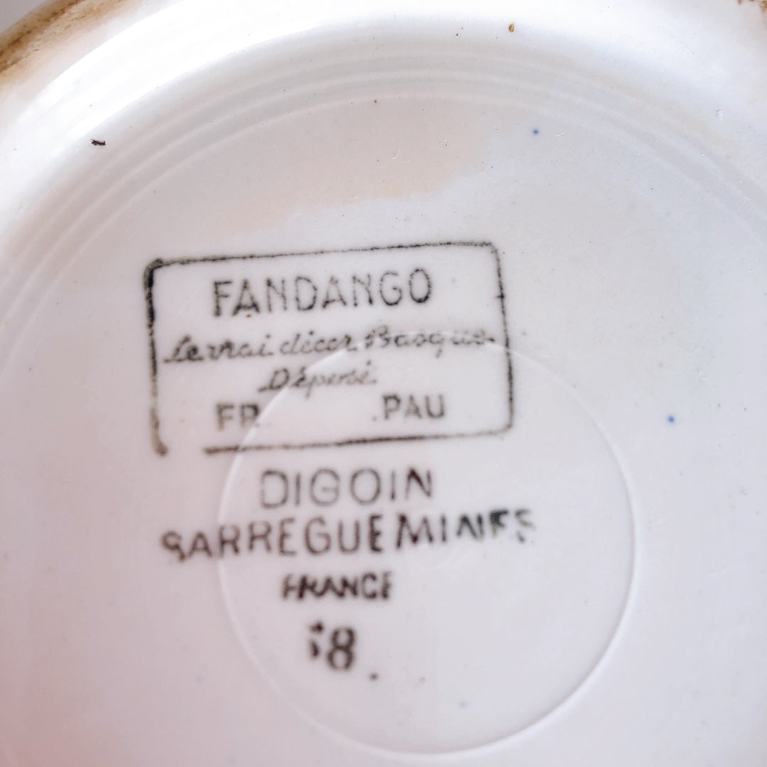 ディゴワンサルグミンヌ バスク柄 深皿/スーププレート FANDANGO『ルージュ・マリン』I フランスアンティーク食器 フランス 蚤の市