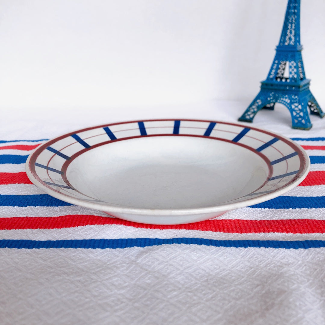 ディゴワンサルグミンヌ バスク柄 深皿/スーププレート FANDANGO『ルージュ・マリン』J フランスアンティーク食器 フランス 蚤の市
