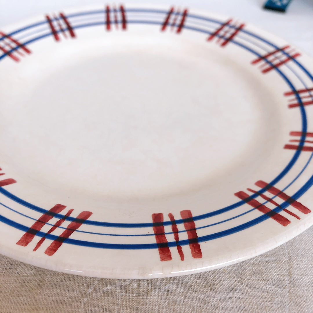 サルグミンヌ sarreguemines 『POITOU』バスク柄 プレート 平皿 C フランスアンティーク食器 フランス蚤の市・ブロカント