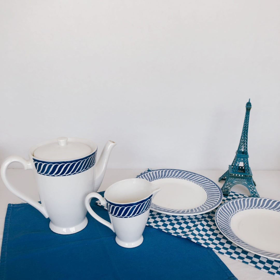 ディゴワンサルグミンヌ Digoin&sarregumines コーヒー/ティーポット ”JACQUOT” ブルー フランスアンティーク食器 ブロカント 蚤の市