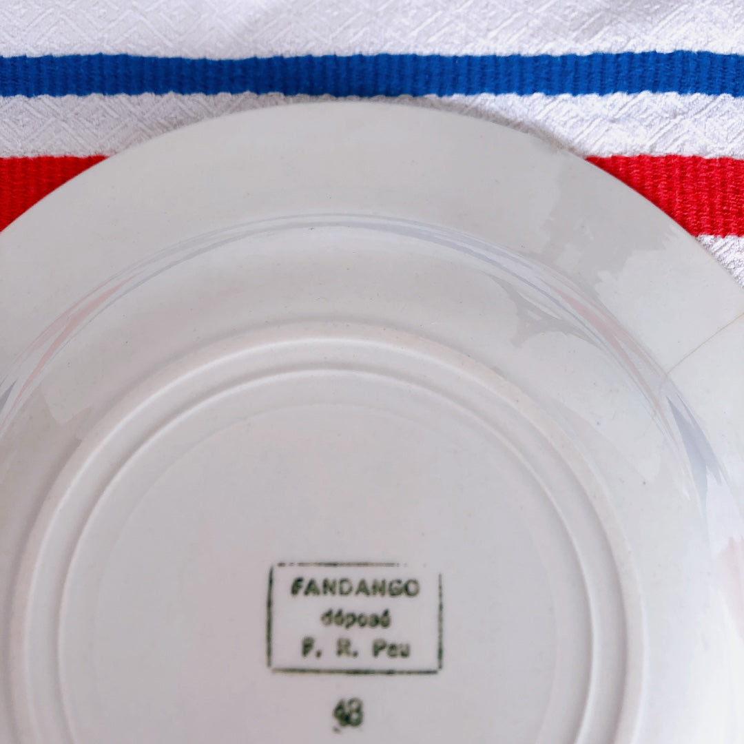 ディゴワンサルグミンヌ バスク柄 深皿/スーププレート FANDANGO『ルージュ・マリン』J フランスアンティーク食器 フランス 蚤の市