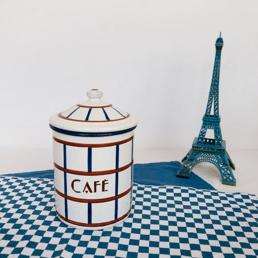 フランスアンティーク・ヴィンテージ バスク柄 ホーロー製キャニスター C フランスアンティーク/ビンテージ雑貨 ブロカント 蚤の市