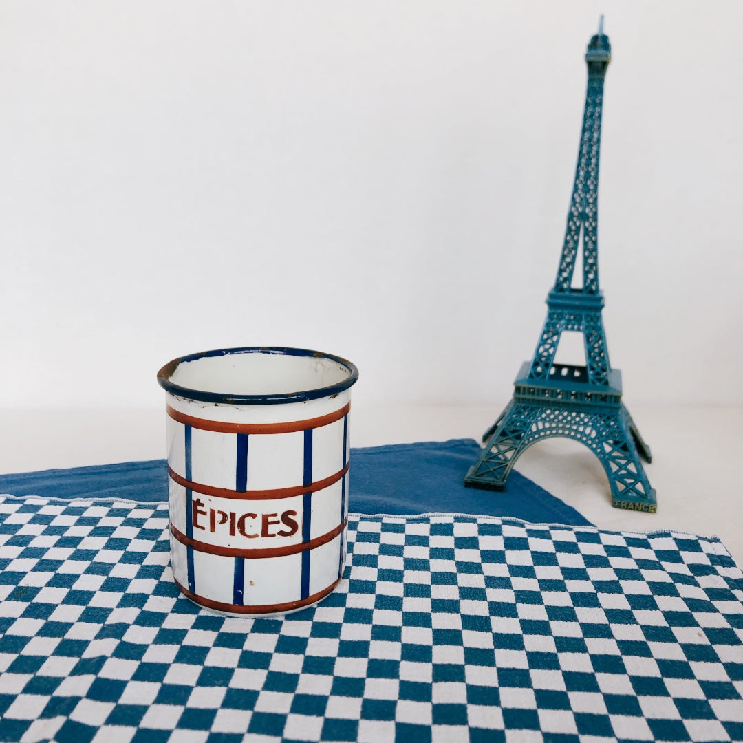 フランスアンティーク・ヴィンテージ バスク柄 ホーロー製キャニスター F フランスアンティーク/ビンテージ雑貨 ブロカント 蚤の市