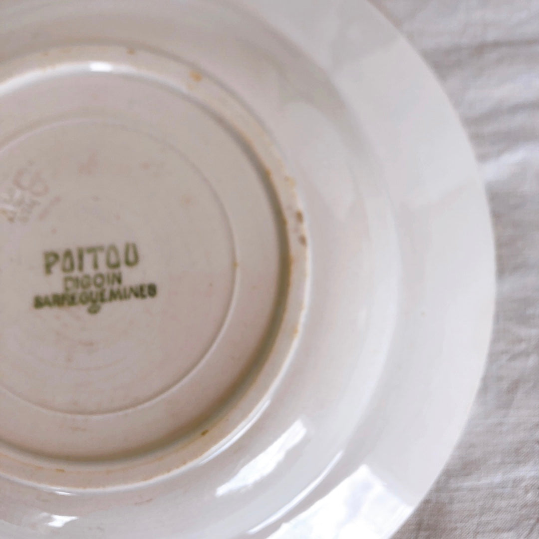 サルグミンヌ Digoin&sarreguemines 『POITOU』バスク柄 スーププレート 深皿 Bフランスアンティーク食器 フランス蚤の市・ブロカント