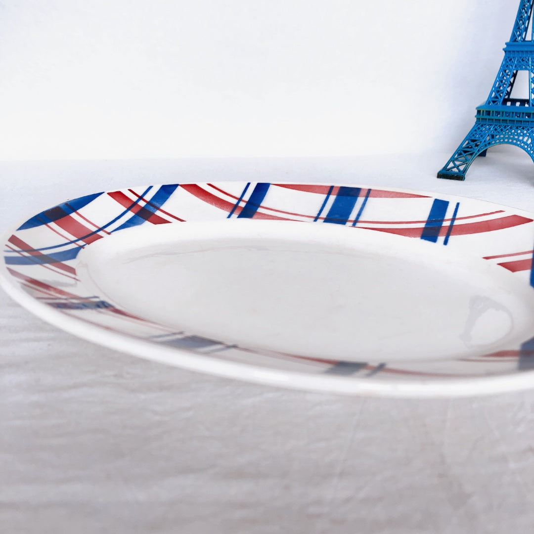 ディゴワンサルグミンヌ 『BASQUE』バスク柄 オーバル皿 楕円形大皿フランスアンティーク食器 フランス蚤の ブロカント バスクアンティーク