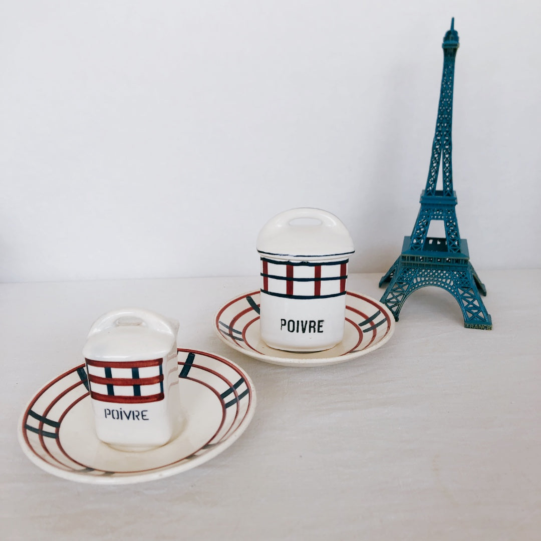 ジアン Gien 『BAYONNE』サラディエ/スーピエール バスク柄 レッド✕ブルー フランスアンティーク・食器・皿・プレート ブロカント