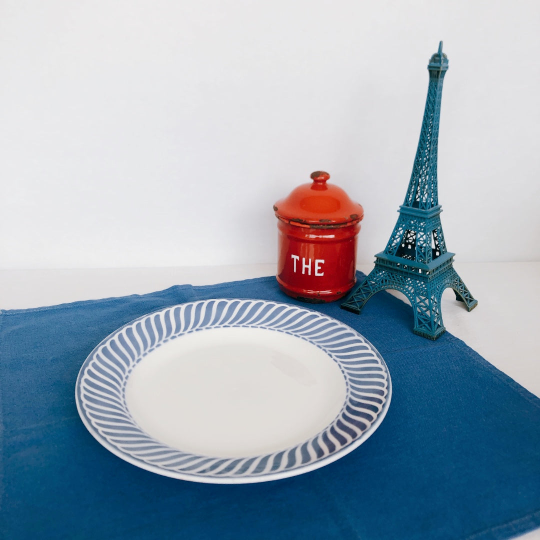 ディゴワンサルグミンヌ Digoin&sarregumines 平皿 ”JACQUOT” ブルー A フランスアンティーク食器 ブロカント 蚤の市