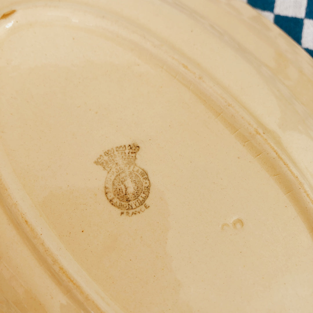 Badonviller バドンヴィレー ラヴィエ ブルーの花柄 フランスアンティーク食器 ブロカント 蚤の市